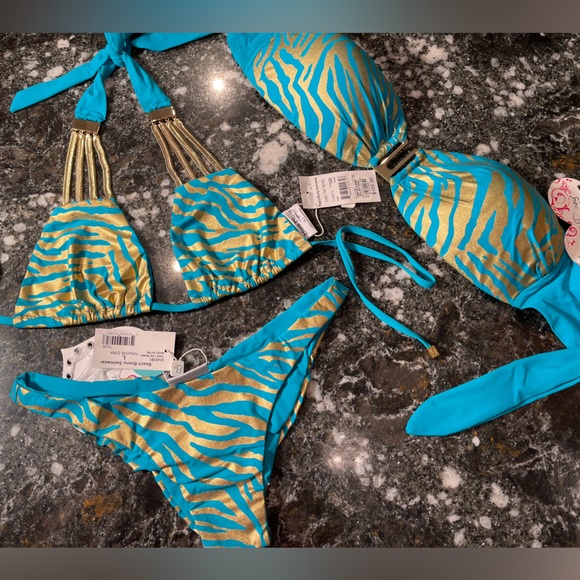 NWT 3 piece beach bunny bikini 👙 L triangle top, XL bandeau top and L bottoms - Picture 6 of 10